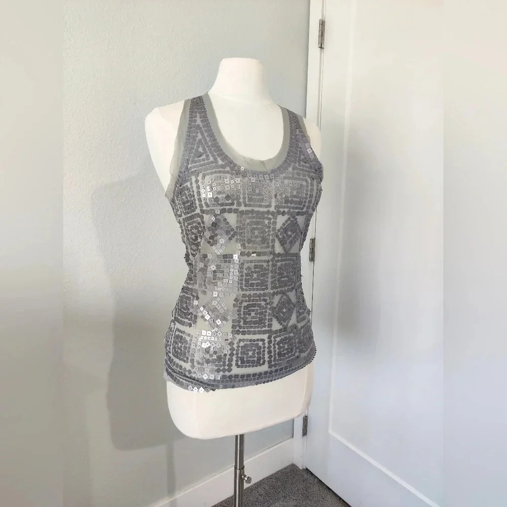 Chelsea & Violet Silver Sequin Top